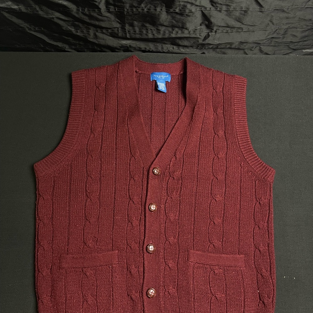Towncraft Burgundy Cable Knit Vest
